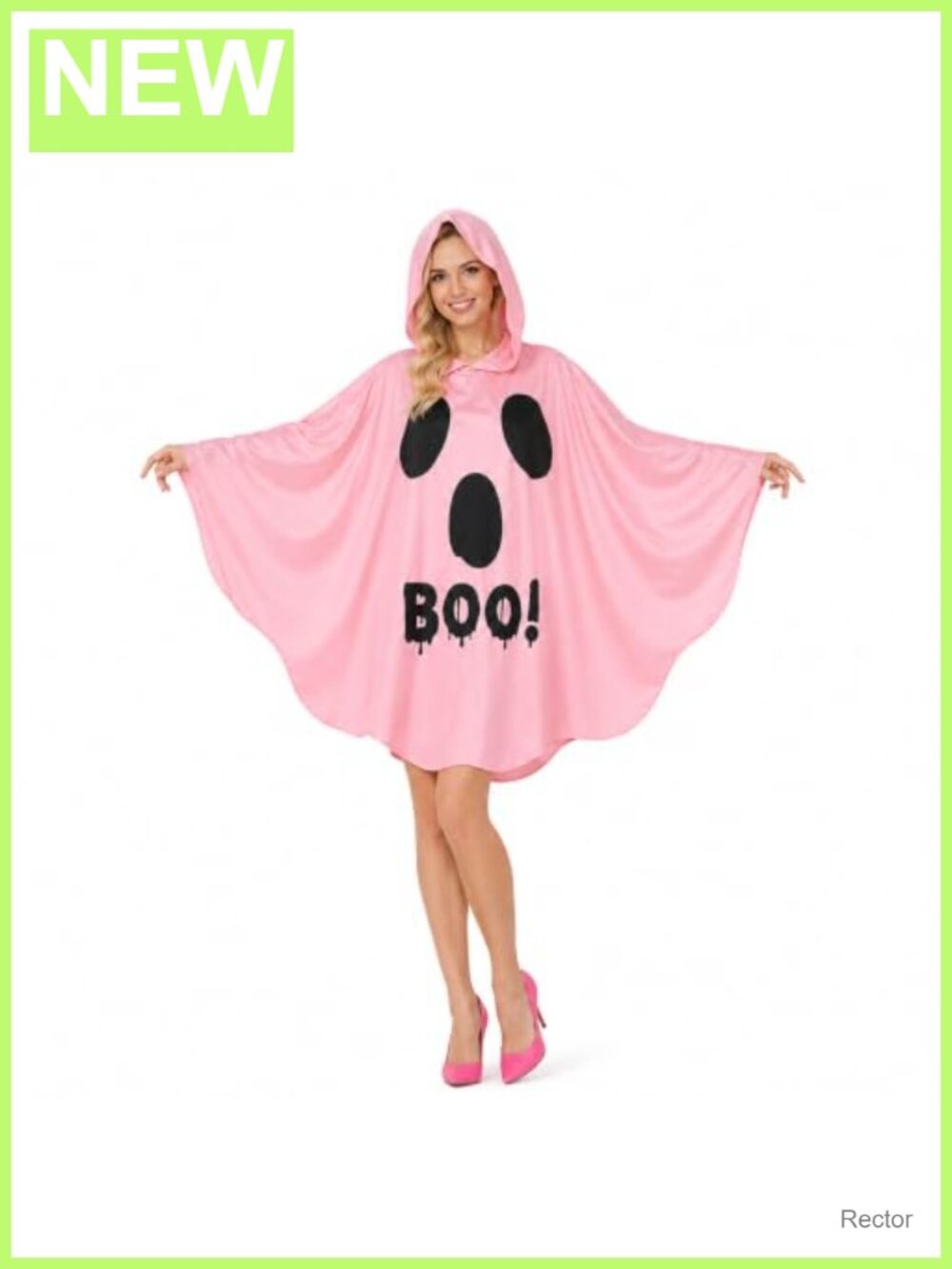 Women's Ghost Costume Hooded Cape Halloween Cloak Poncho
